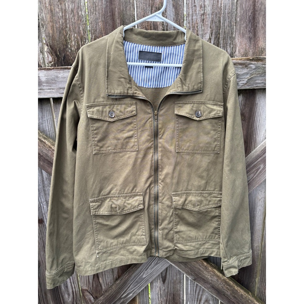 Craft + Flow Sydney Olive Green Anorak Jacket Mens Medium Full Zip Cotton Field